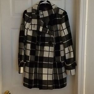 White and black pea coat